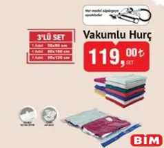 VAKUMLU HURÇ 3'LÜ SET